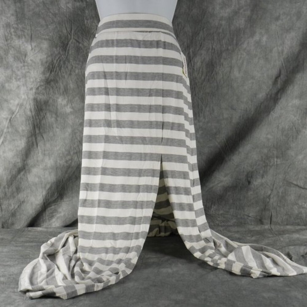 NWT SOFT JOIE "MITZY" Gray/White Wide Stripes SPLIT MAXI SKIRT Wom Size‎ MED